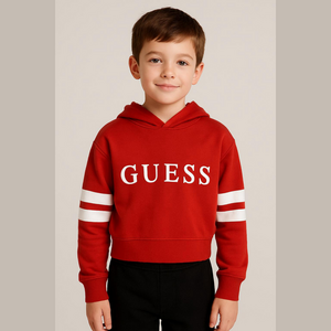 Guess Kids Red and White Spell Out Hoodie Medium